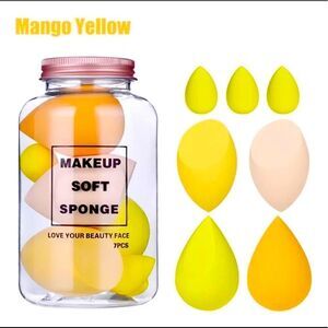 💕Brand New Yellow 7 Pieces Professional Beauty Blender Makeup Sponge